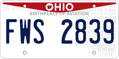 OH license plate FWS2839