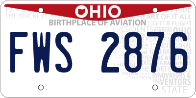 OH license plate FWS2876