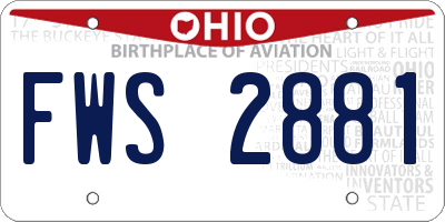 OH license plate FWS2881