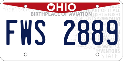 OH license plate FWS2889