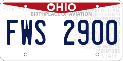 OH license plate FWS2900