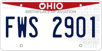 OH license plate FWS2901