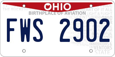 OH license plate FWS2902