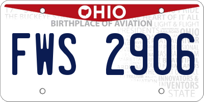 OH license plate FWS2906