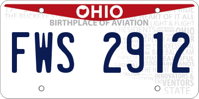 OH license plate FWS2912