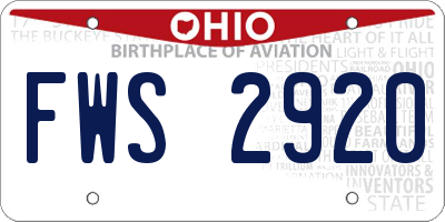 OH license plate FWS2920