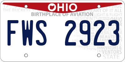 OH license plate FWS2923