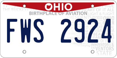 OH license plate FWS2924