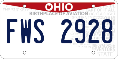 OH license plate FWS2928