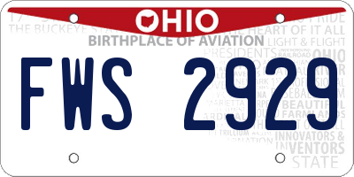 OH license plate FWS2929