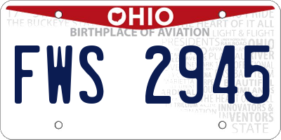 OH license plate FWS2945