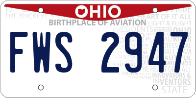 OH license plate FWS2947