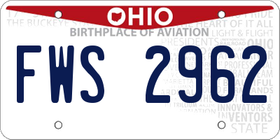 OH license plate FWS2962