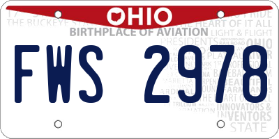 OH license plate FWS2978