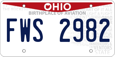 OH license plate FWS2982