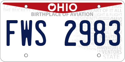 OH license plate FWS2983