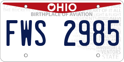 OH license plate FWS2985