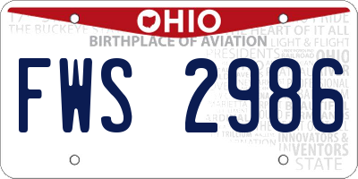 OH license plate FWS2986