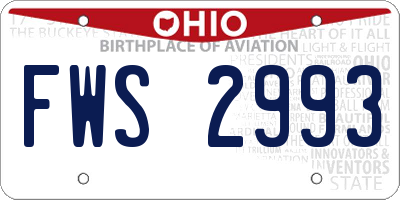 OH license plate FWS2993