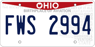 OH license plate FWS2994