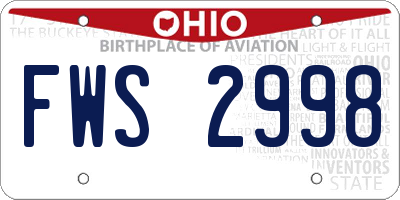 OH license plate FWS2998