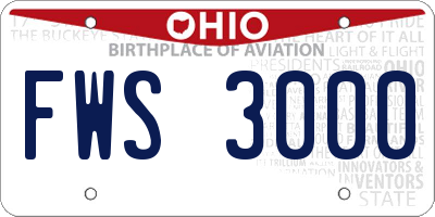 OH license plate FWS3000