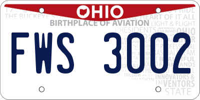 OH license plate FWS3002