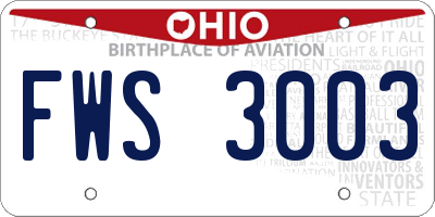 OH license plate FWS3003