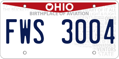 OH license plate FWS3004