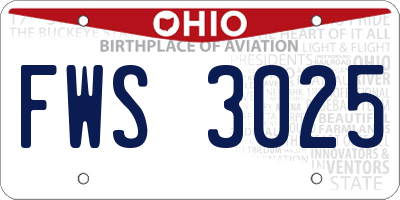 OH license plate FWS3025