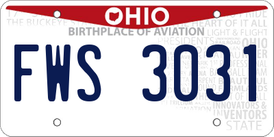 OH license plate FWS3031