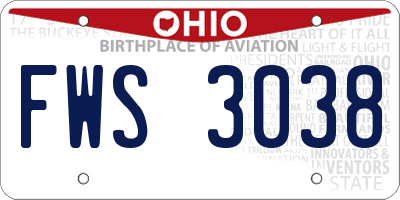 OH license plate FWS3038