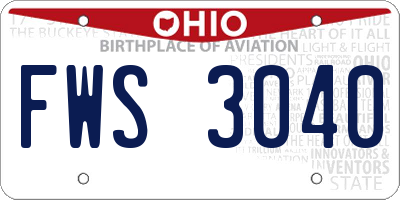 OH license plate FWS3040