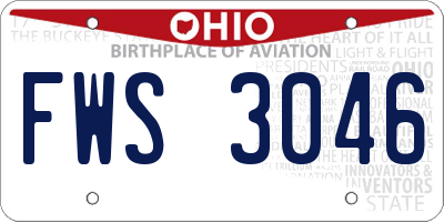 OH license plate FWS3046
