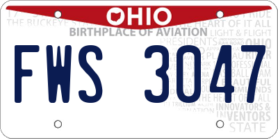 OH license plate FWS3047