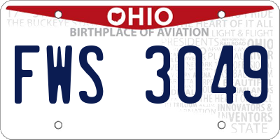 OH license plate FWS3049