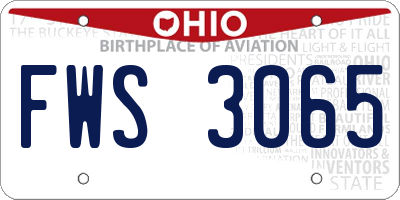OH license plate FWS3065