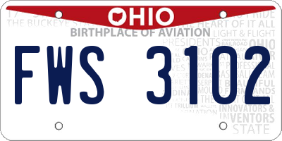 OH license plate FWS3102