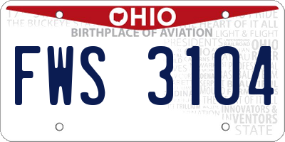 OH license plate FWS3104