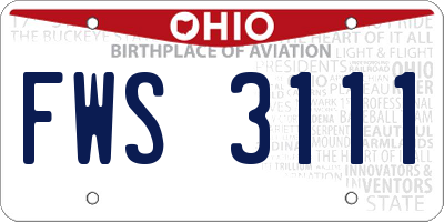 OH license plate FWS3111