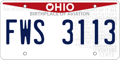 OH license plate FWS3113
