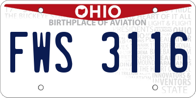 OH license plate FWS3116