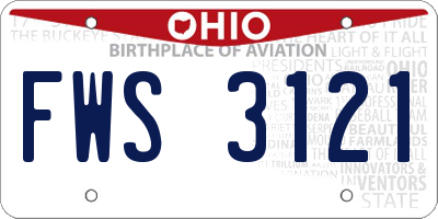 OH license plate FWS3121