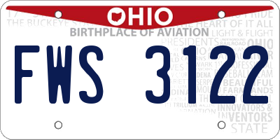 OH license plate FWS3122