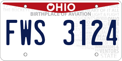 OH license plate FWS3124