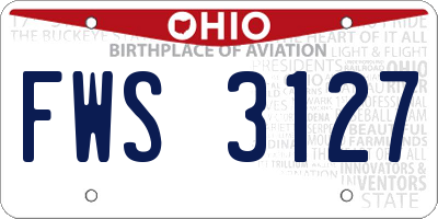 OH license plate FWS3127