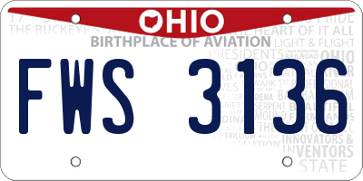 OH license plate FWS3136