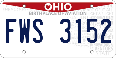 OH license plate FWS3152