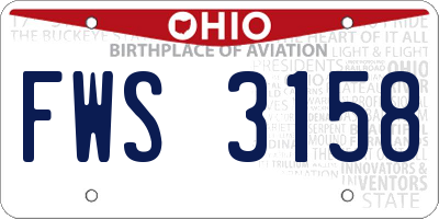 OH license plate FWS3158