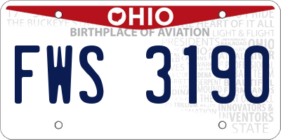 OH license plate FWS3190